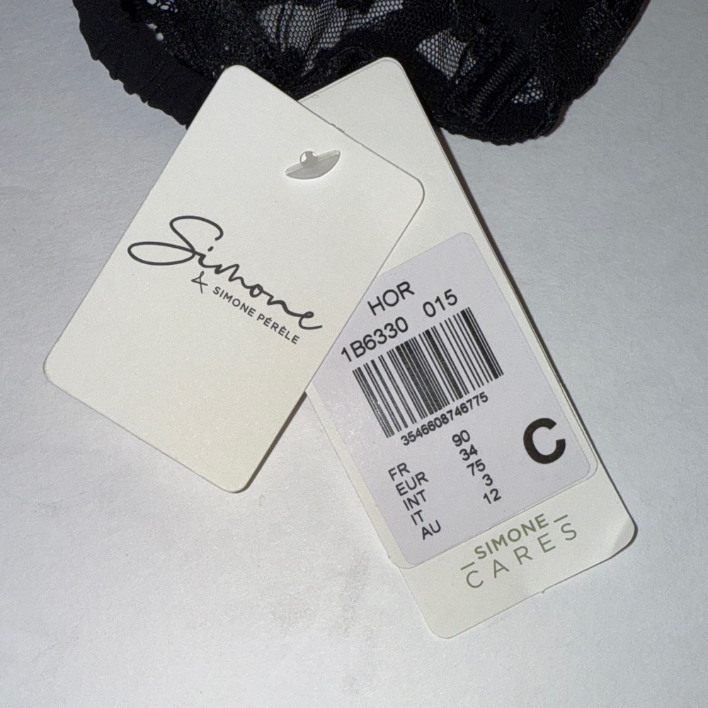 Simone Perele Hortense Black Floral Lace Underwire Unlined Demi Bra 34C - Picture 5 of 5
